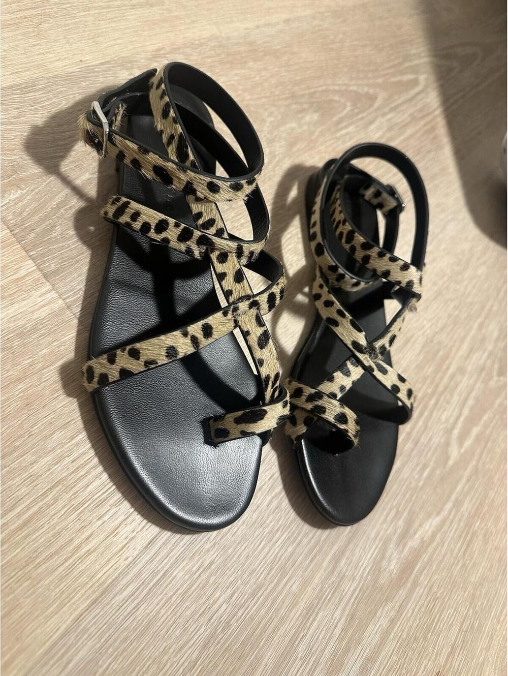 Jenni Kayne Dyed Pony Hair Strappy Sandal Cheetah Size 37  US6.5